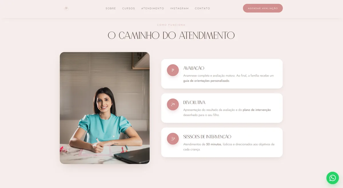 Seção de atendimento, com as especialidades