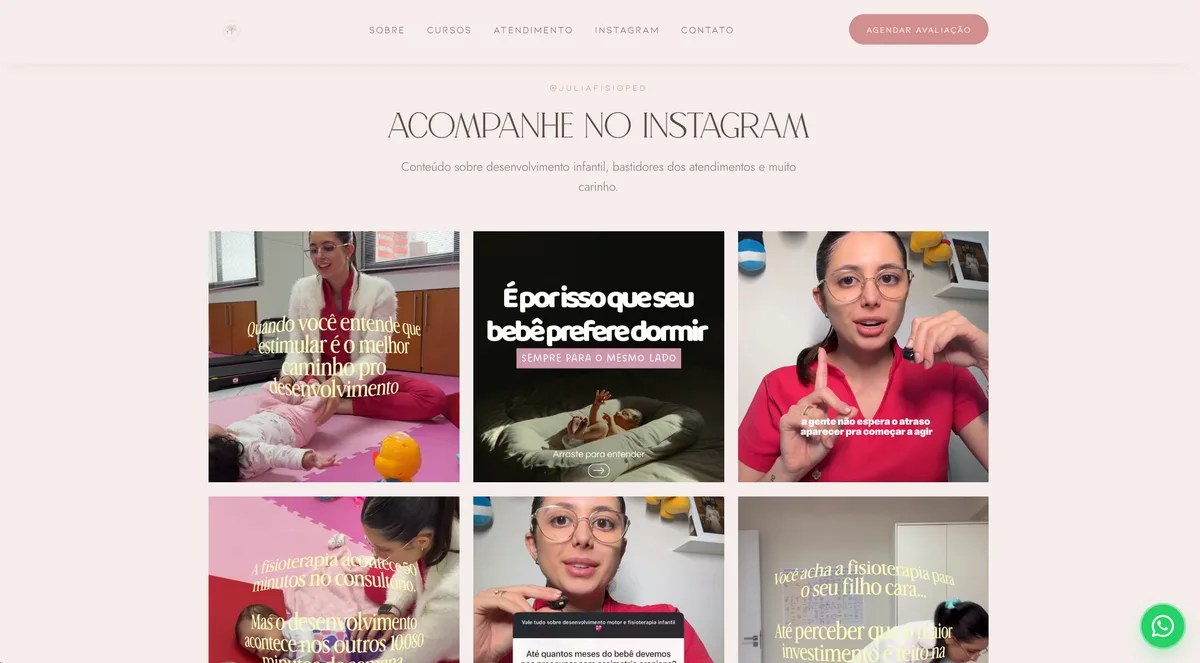 Seção com o feed do Instagram integrado
